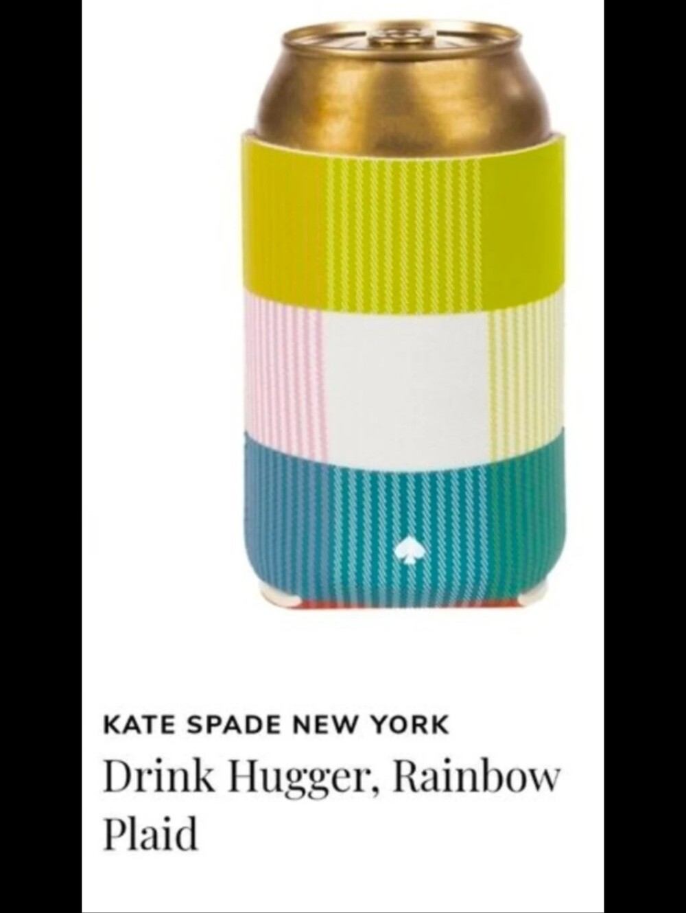 NWT Kate Spade Rainbow Plaid Koozie 3 Pack